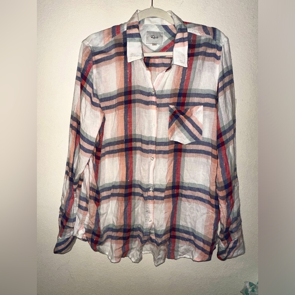 Rails women’s Charlie plaid flannel button front top L fall winter